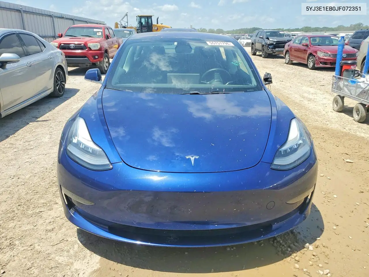 2018 Tesla Model 3 VIN: 5YJ3E1EB0JF072351 Lot: 55751796