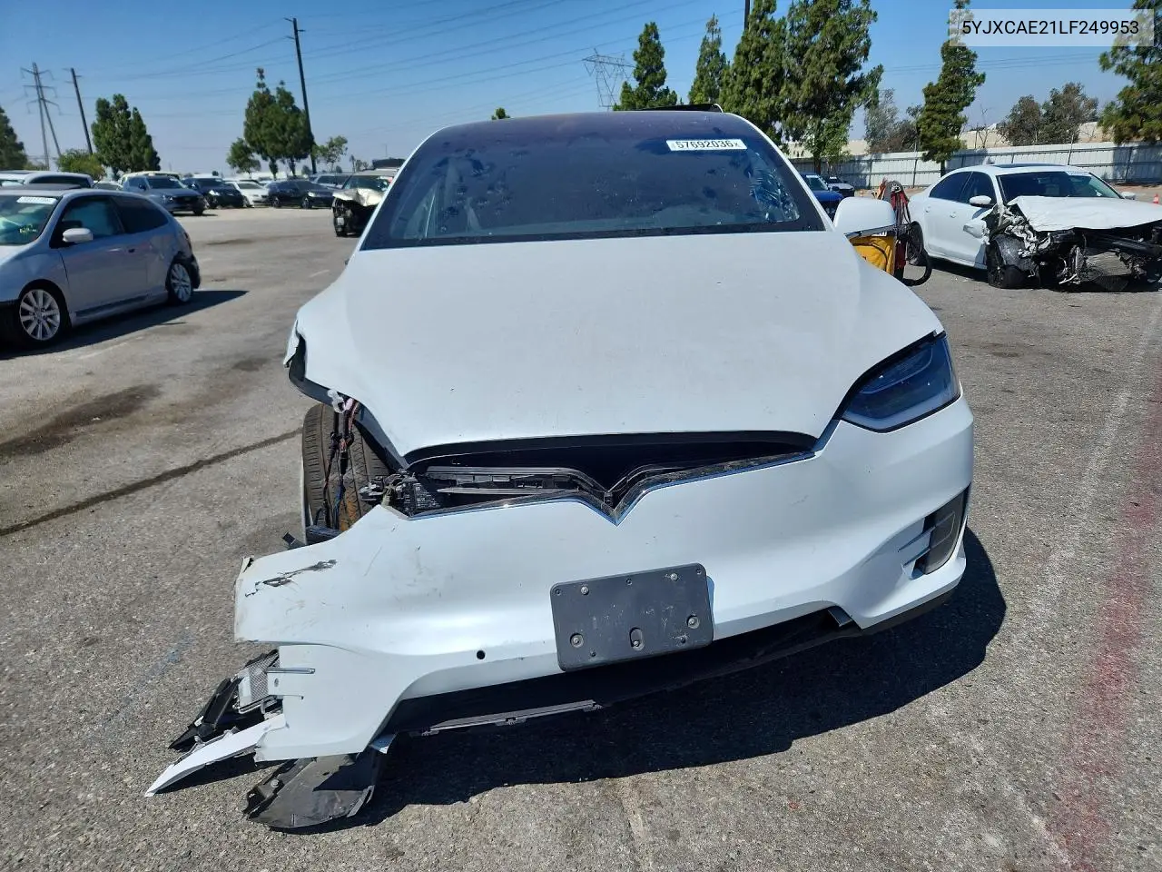 2020 Tesla Model X VIN: 5YJXCAE21LF249953 Lot: 57692036