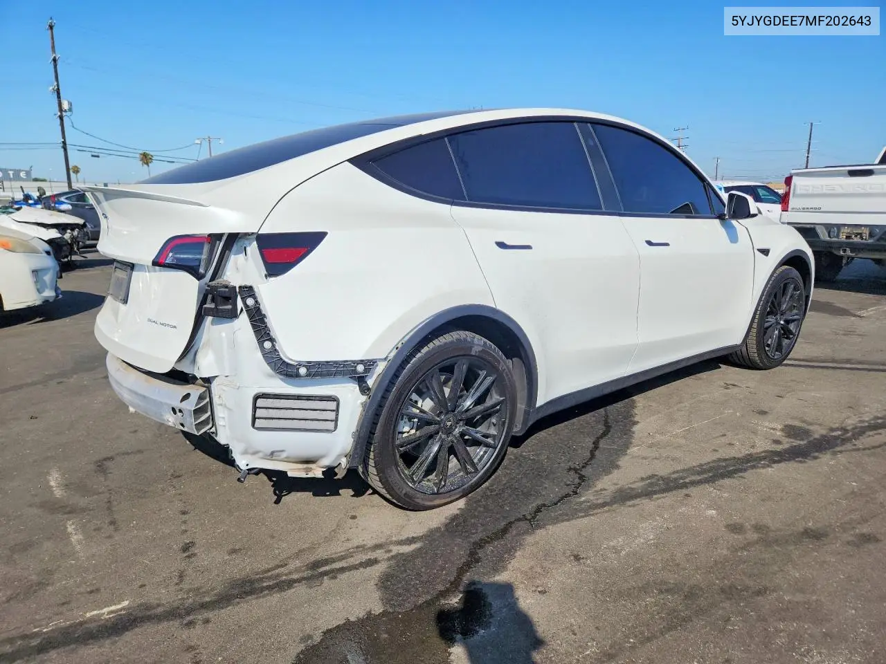 2021 Tesla Model Y VIN: 5YJYGDEE7MF202643 Lot: 56995346