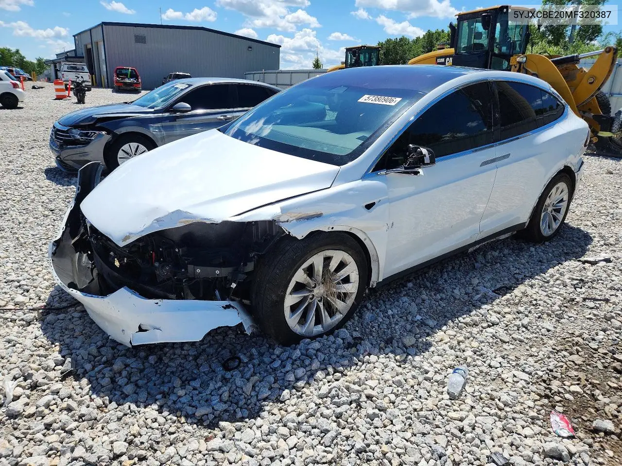 2021 Tesla Model X VIN: 5YJXCBE20MF320387 Lot: 57380906
