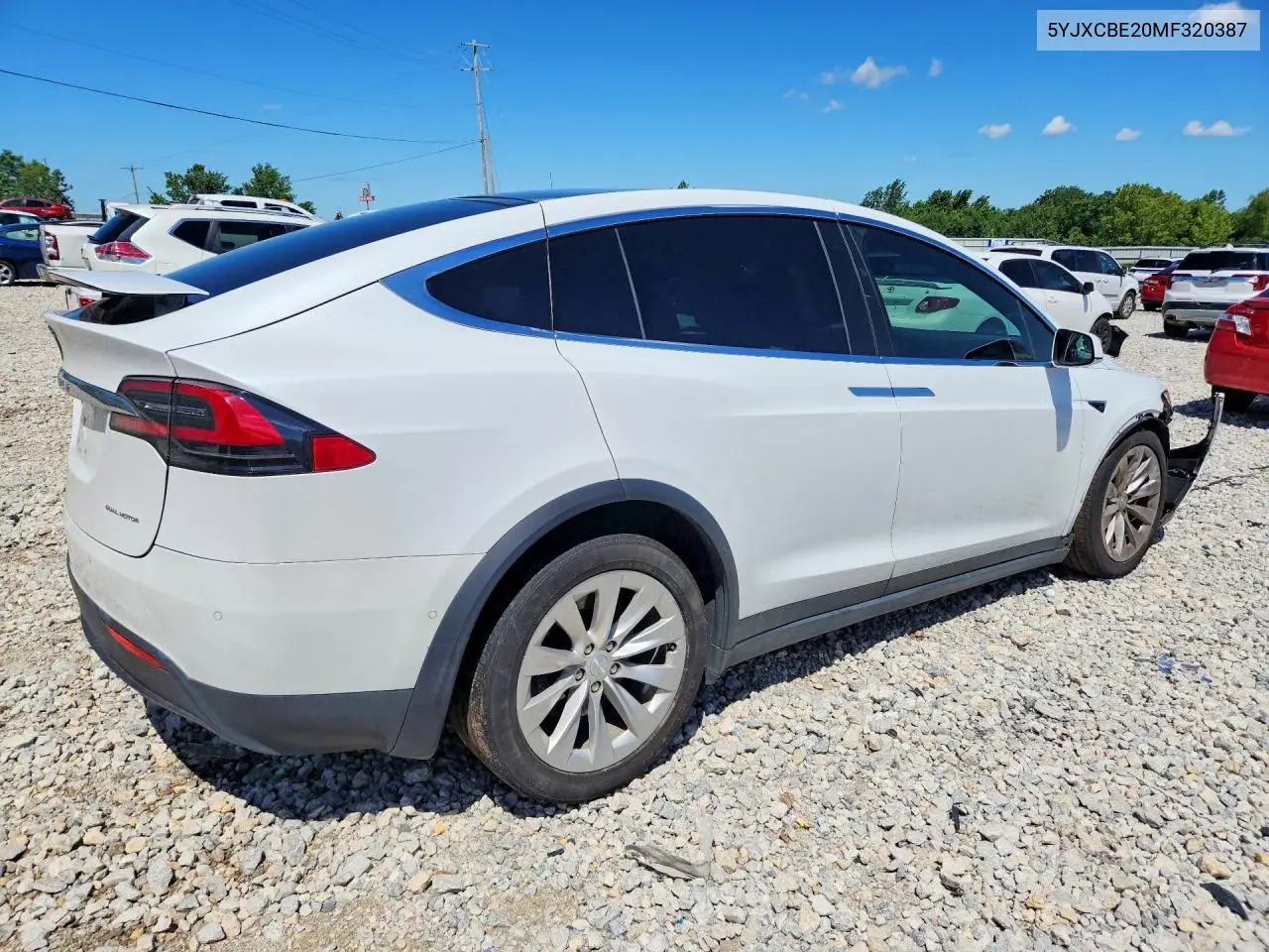 2021 Tesla Model X VIN: 5YJXCBE20MF320387 Lot: 57380906