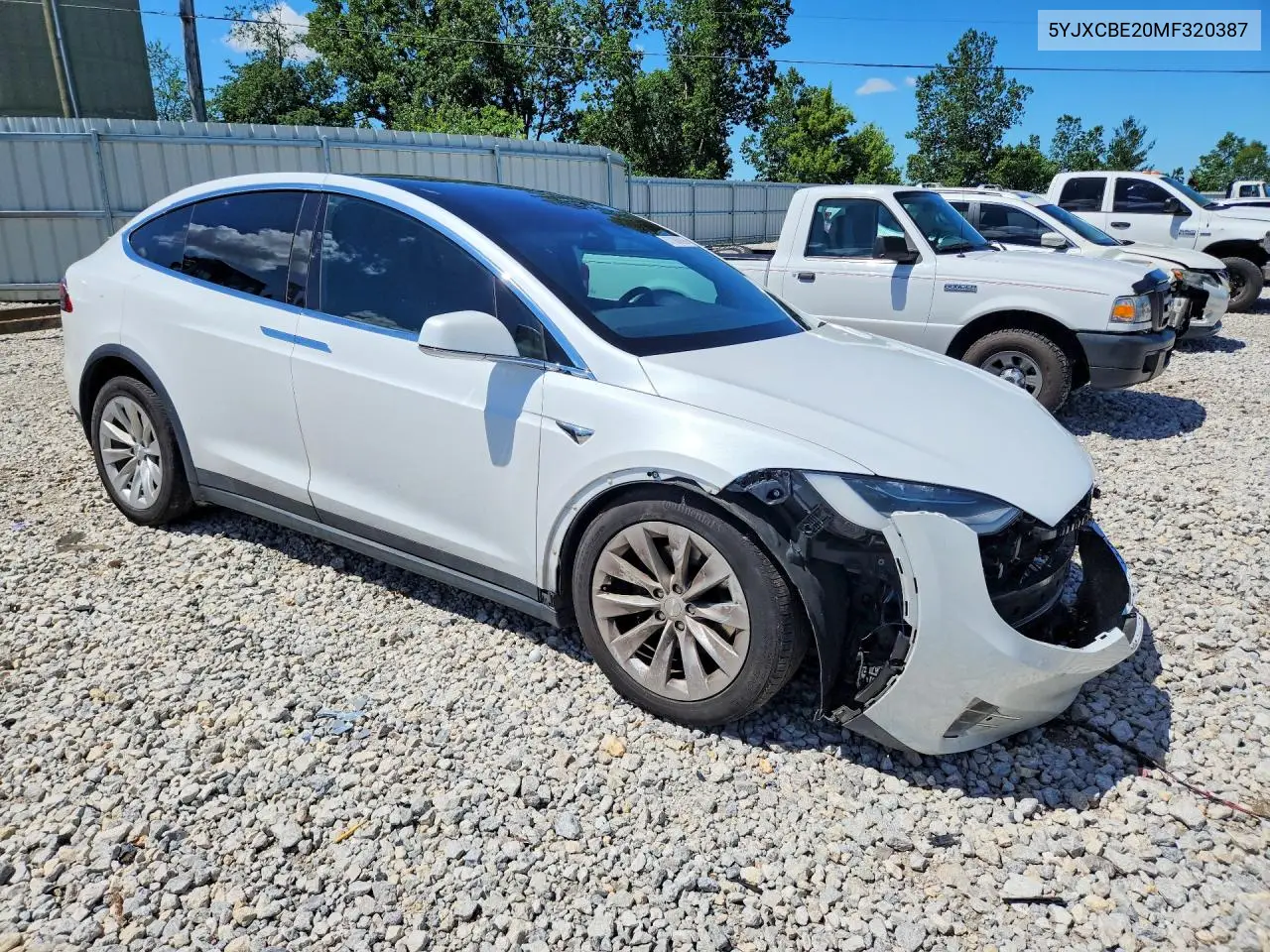 2021 Tesla Model X VIN: 5YJXCBE20MF320387 Lot: 57380906