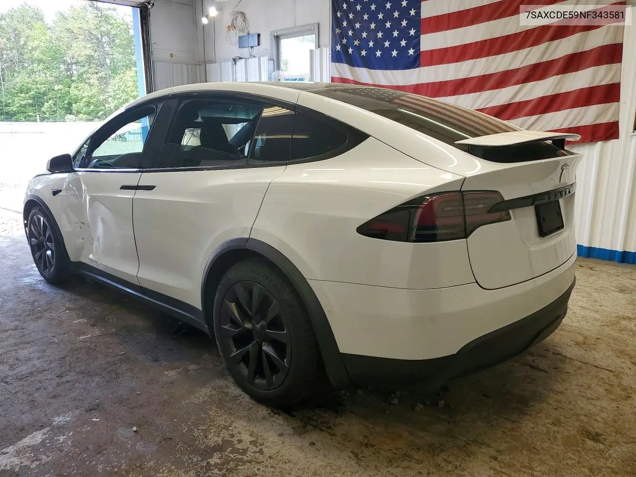 2022 Tesla Model X VIN: 7SAXCDE59NF343581 Lot: 56545636