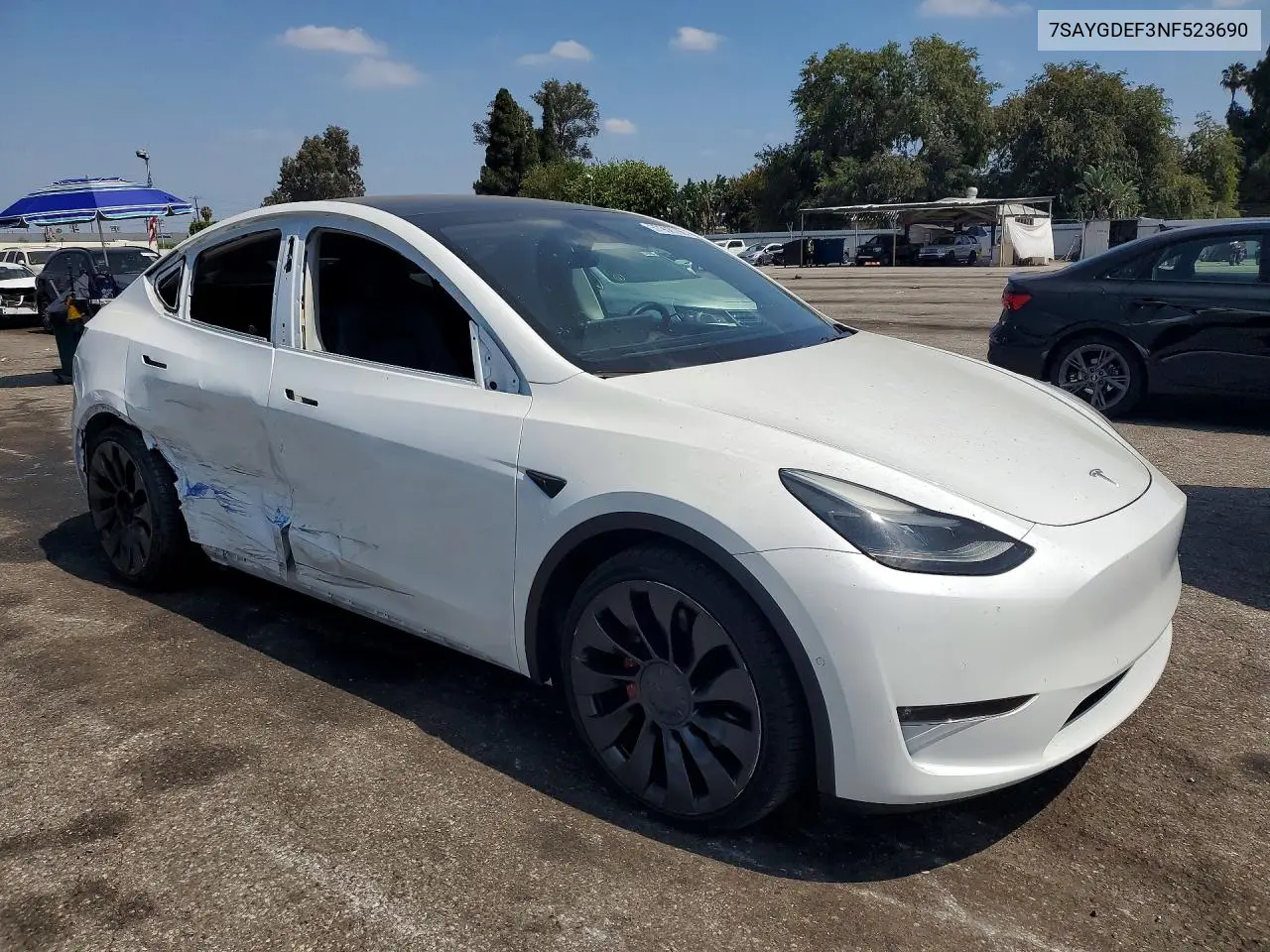 2022 Tesla Model Y VIN: 7SAYGDEF3NF523690 Lot: 57968766