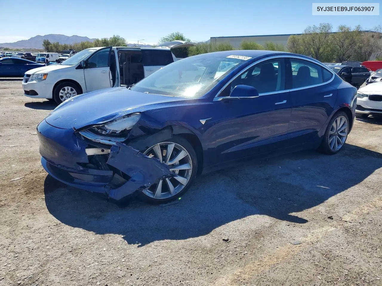 2018 Tesla Model 3 VIN: 5YJ3E1EB9JF063907 Lot: 59092156