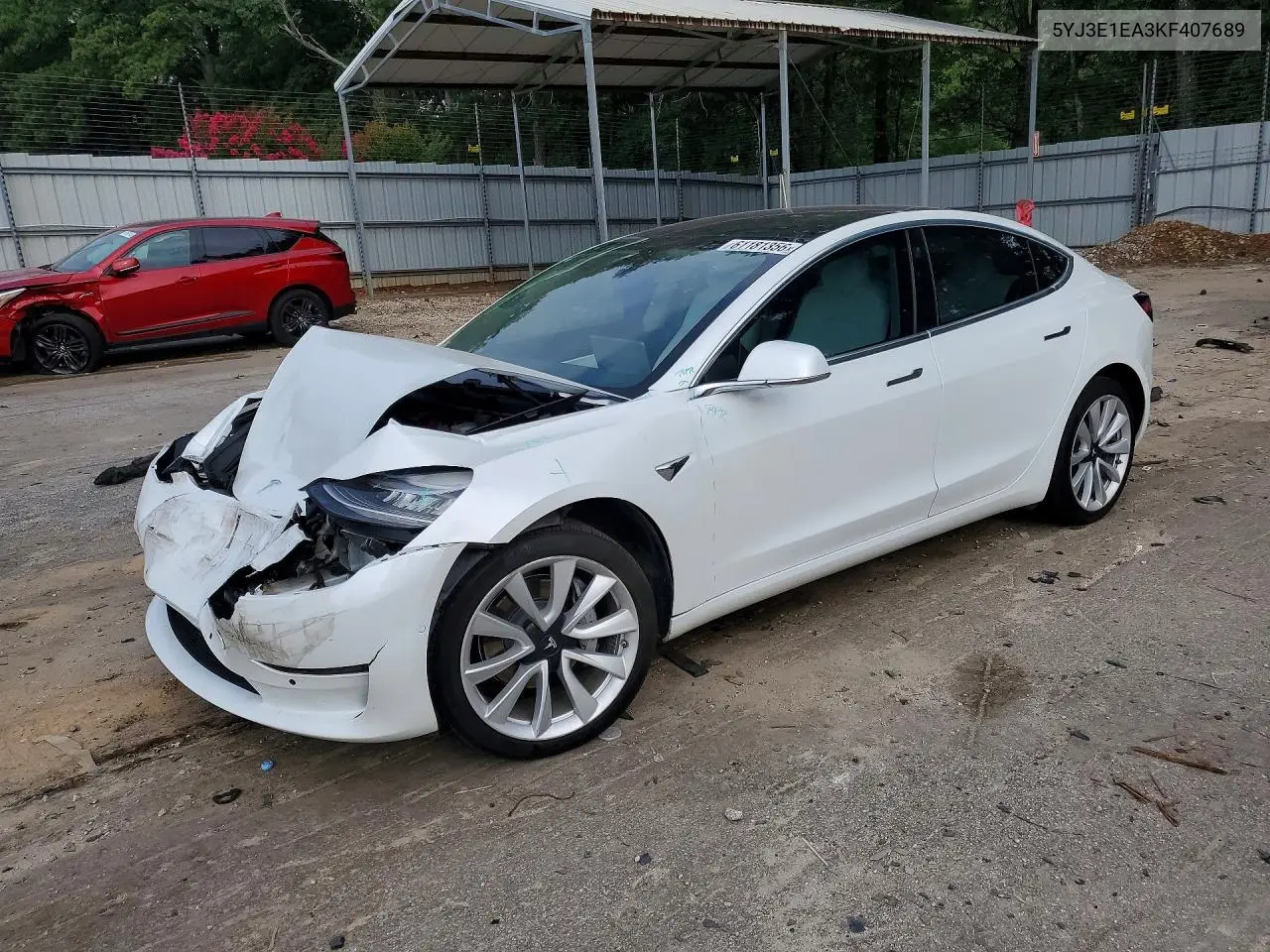 2019 Tesla Model 3 VIN: 5YJ3E1EA3KF407689 Lot: 61181356