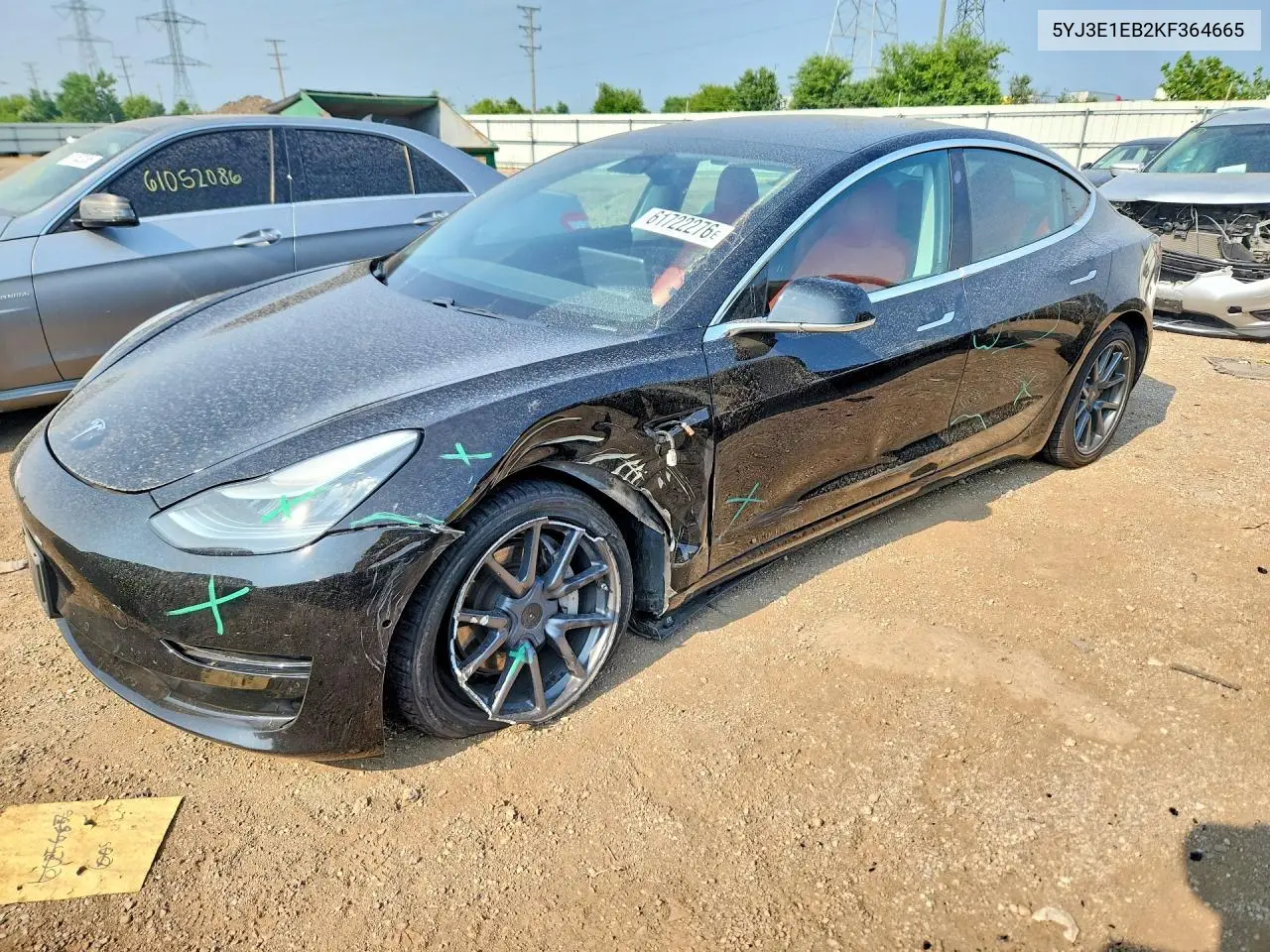 2019 Tesla Model 3 VIN: 5YJ3E1EB2KF364665 Lot: 61722276