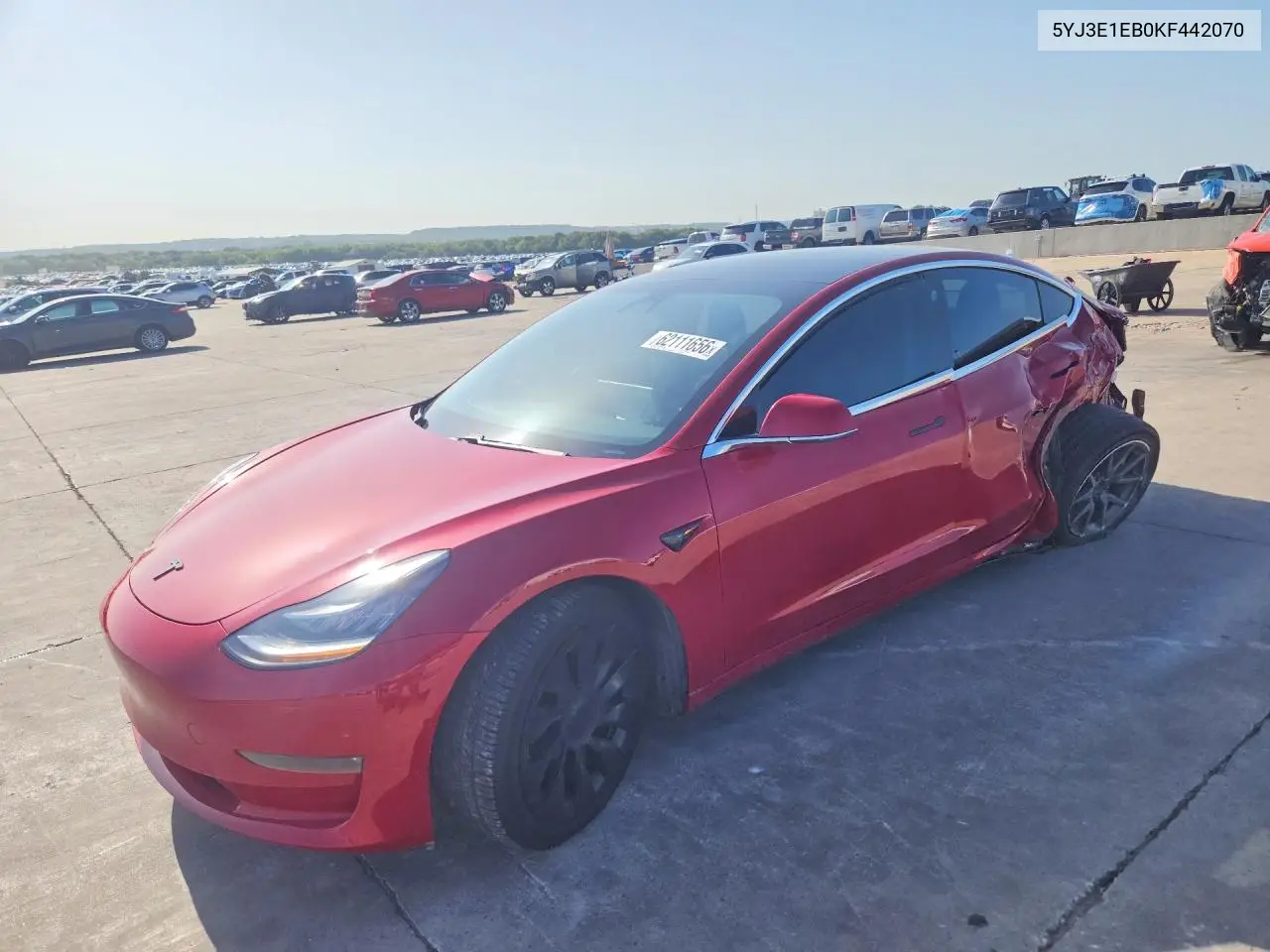 2019 Tesla Model 3 VIN: 5YJ3E1EB0KF442070 Lot: 62111656