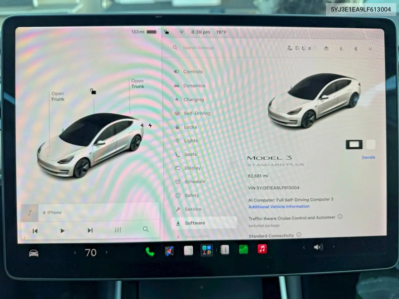 2020 Tesla Model 3 VIN: 5YJ3E1EA9LF613004 Lot: 62113796