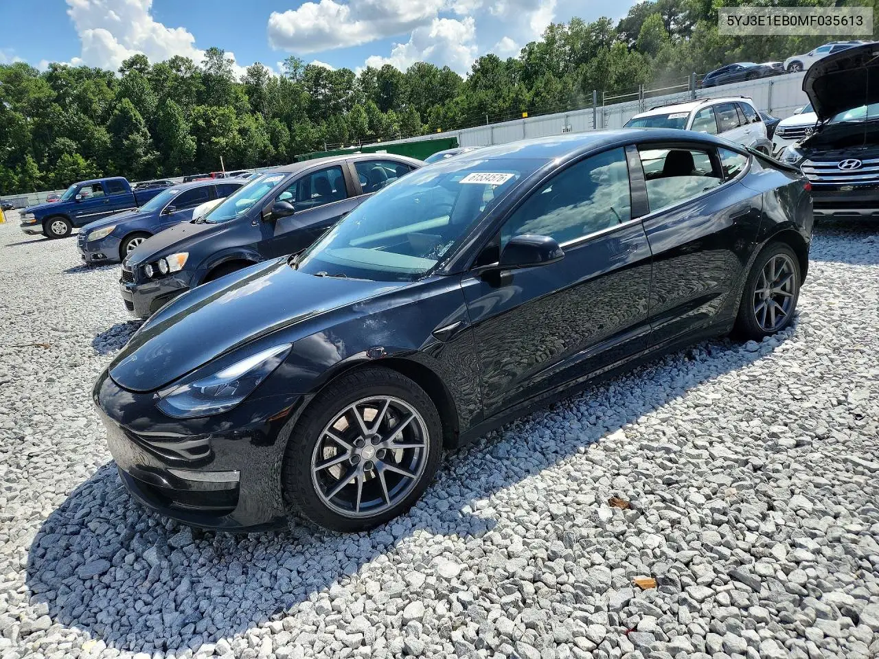 2021 Tesla Model 3 VIN: 5YJ3E1EB0MF035613 Lot: 61534576