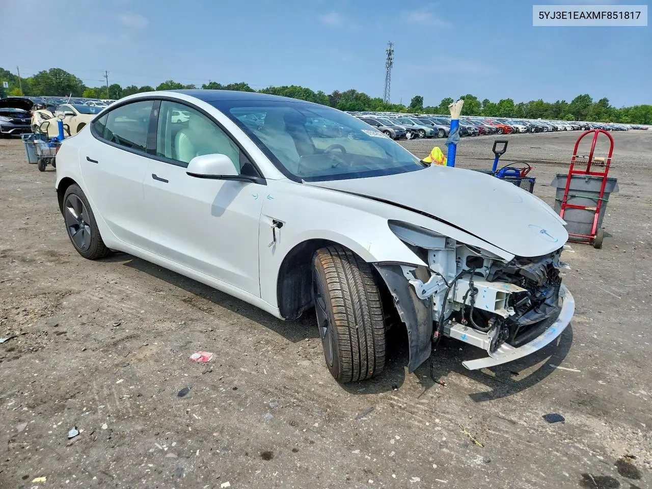 2021 Tesla Model 3 VIN: 5YJ3E1EAXMF851817 Lot: 61594856