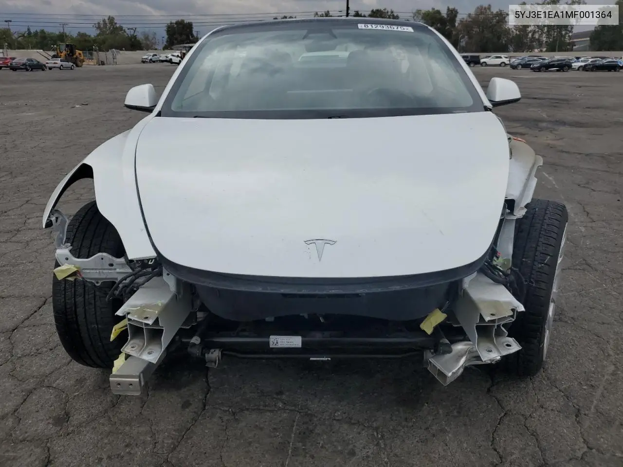 5YJ3E1EA1MF001364 2021 Tesla Model 3