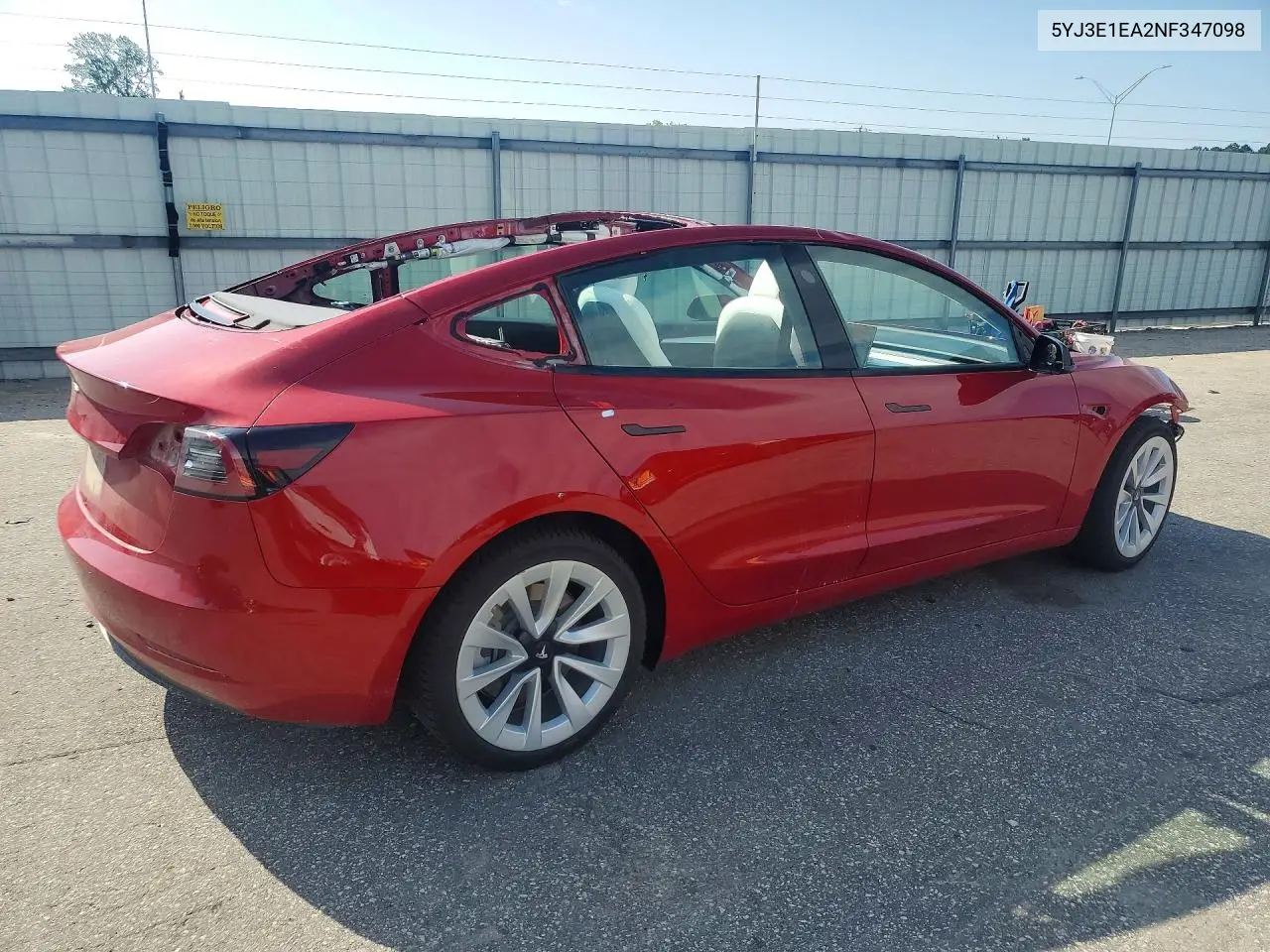 2022 Tesla Model 3 VIN: 5YJ3E1EA2NF347098 Lot: 57146506