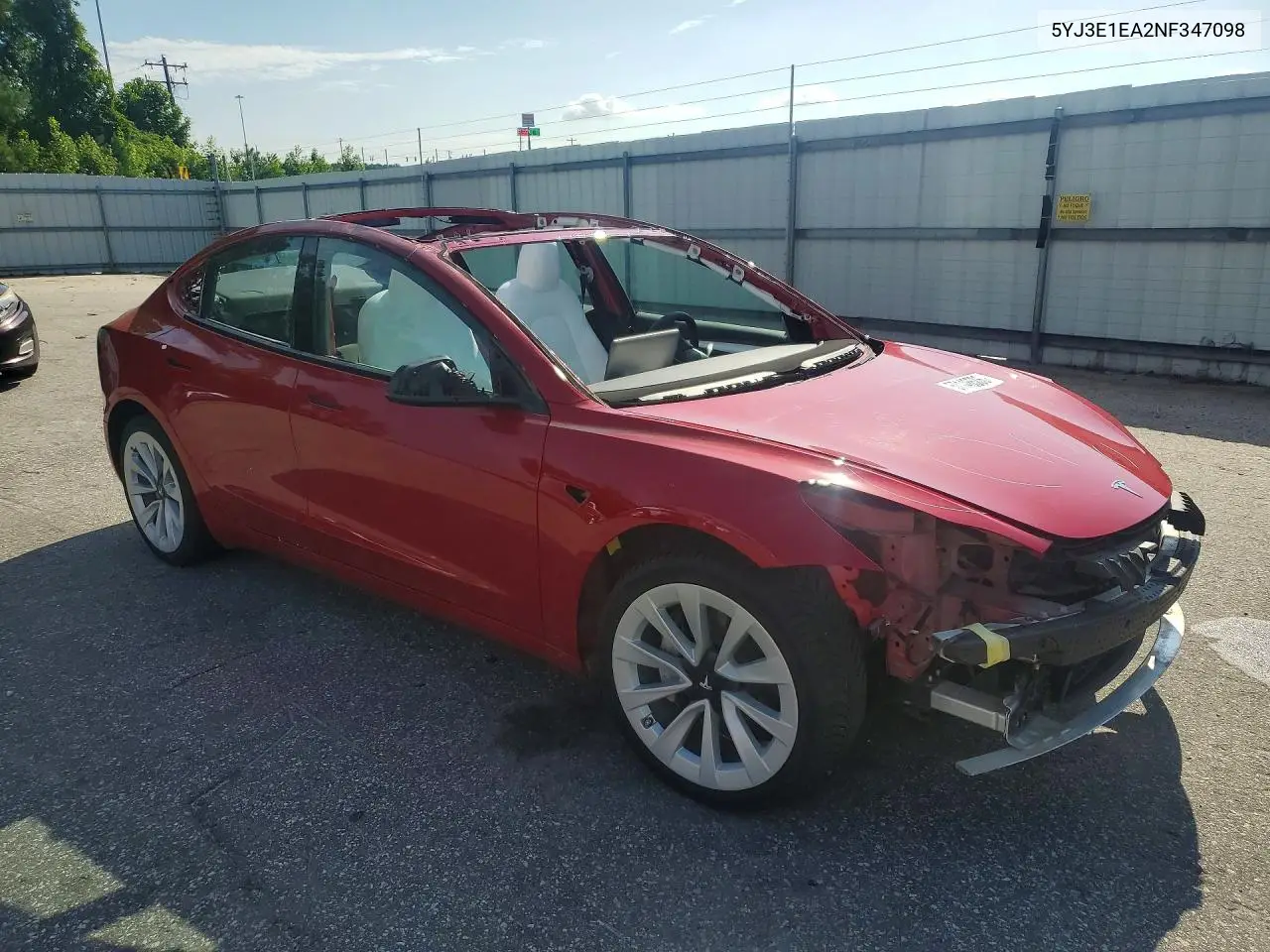 2022 Tesla Model 3 VIN: 5YJ3E1EA2NF347098 Lot: 57146506