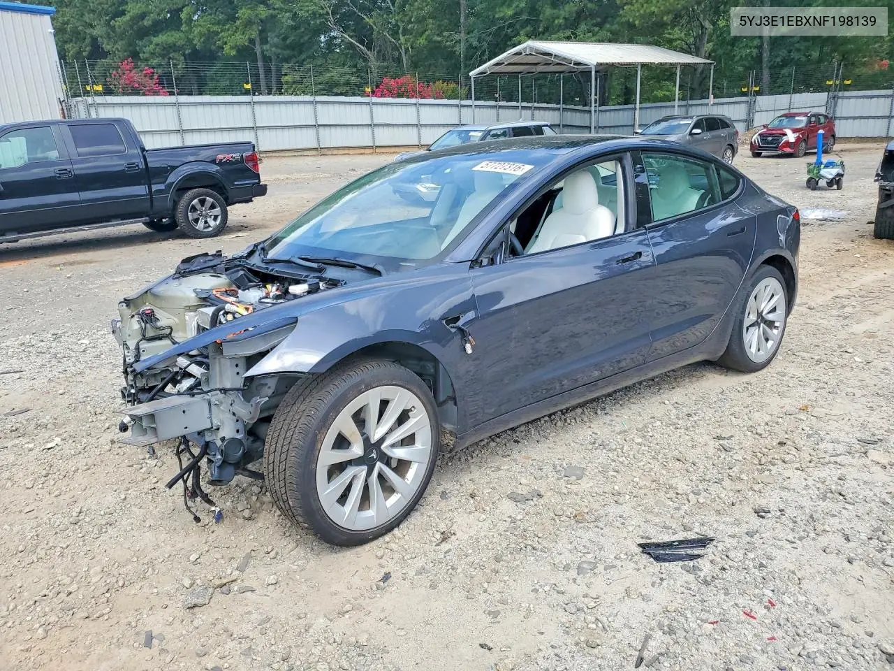 2022 Tesla Model 3 VIN: 5YJ3E1EBXNF198139 Lot: 57727316