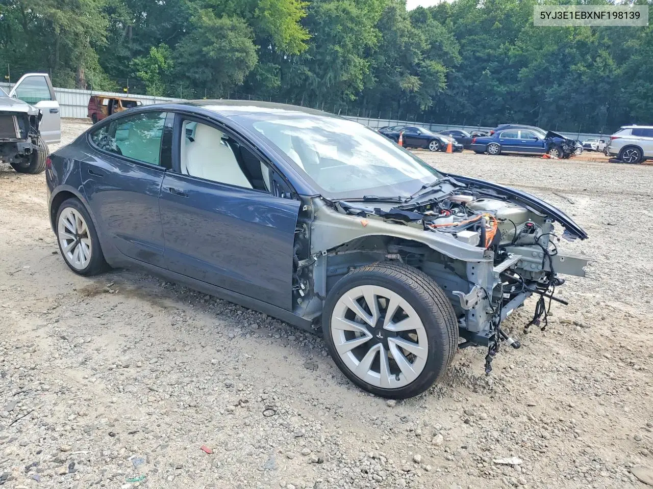 2022 Tesla Model 3 VIN: 5YJ3E1EBXNF198139 Lot: 57727316