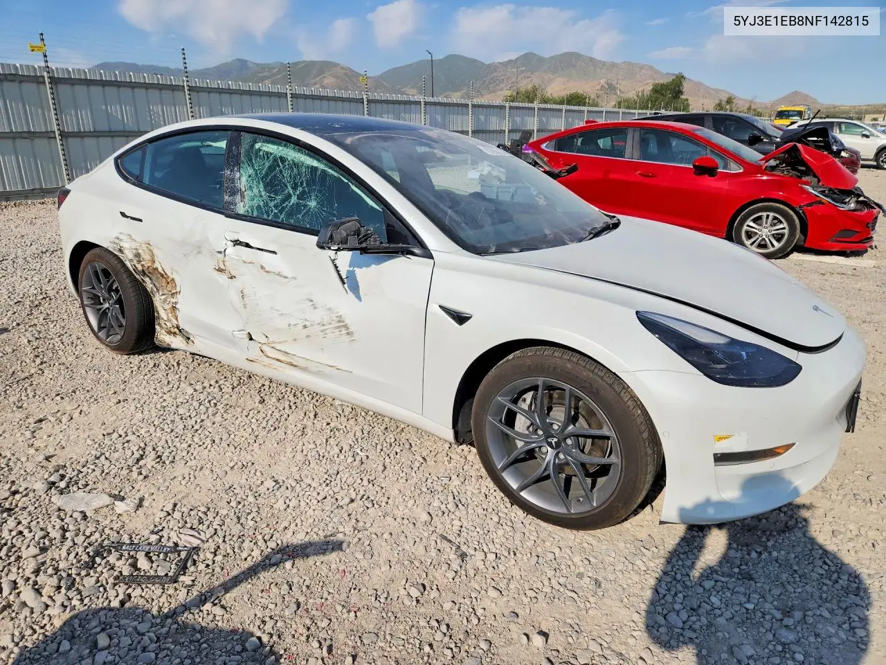 2022 Tesla Model 3 VIN: 5YJ3E1EB8NF142815 Lot: 57850066