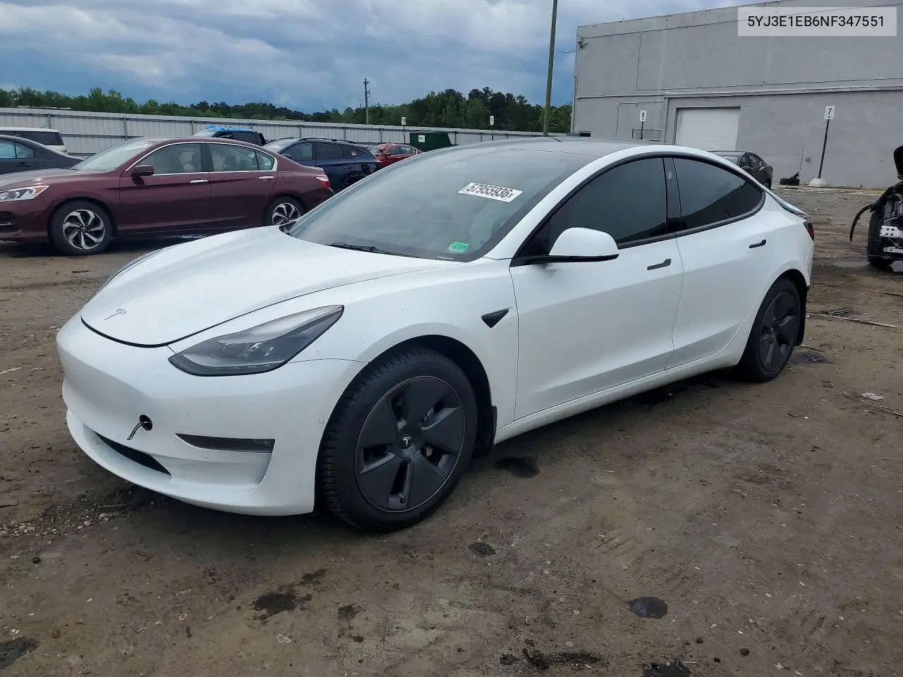 2022 Tesla Model 3 VIN: 5YJ3E1EB6NF347551 Lot: 57955936