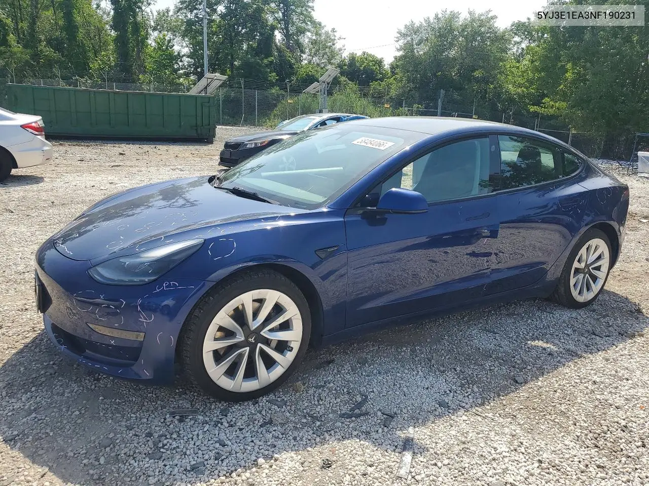 2022 Tesla Model 3 VIN: 5YJ3E1EA3NF190231 Lot: 58484066