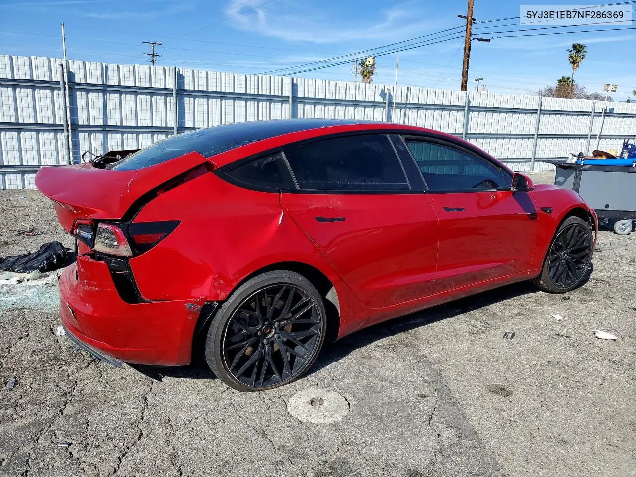 2022 Tesla Model 3 VIN: 5YJ3E1EB7NF286369 Lot: 79149845