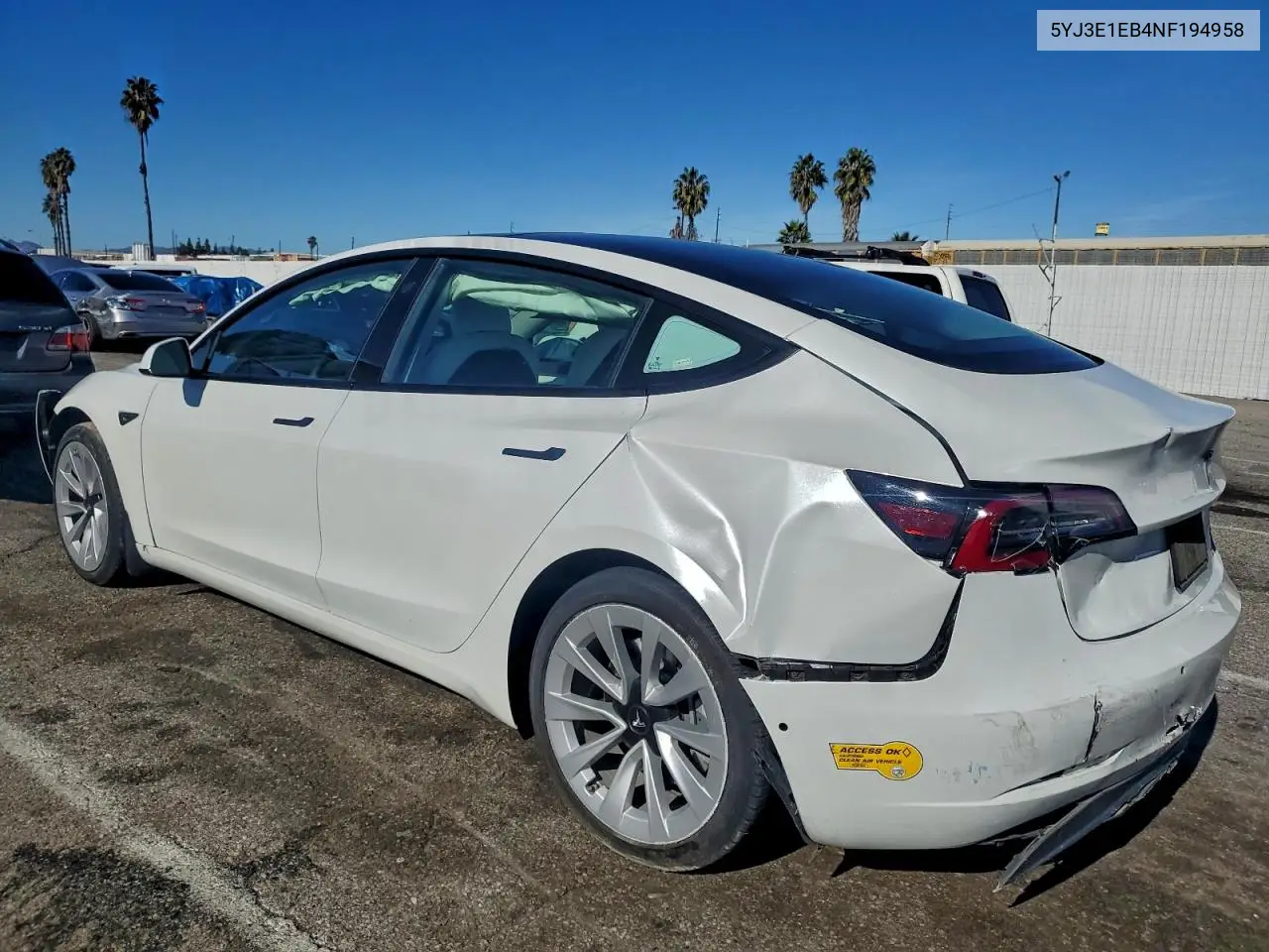 5YJ3E1EB4NF194958 2022 Tesla Model 3