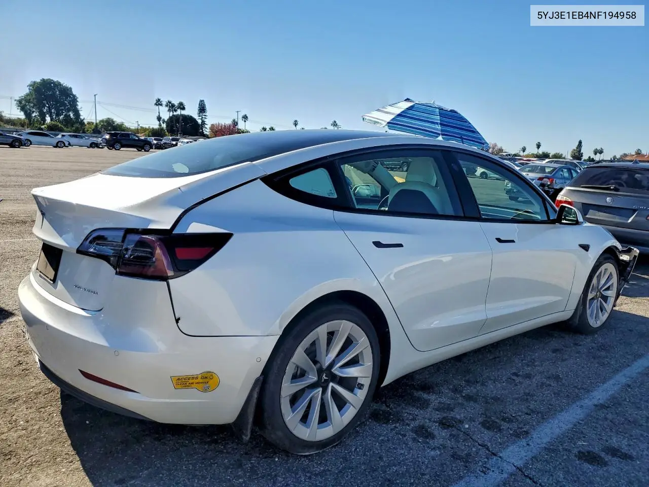 5YJ3E1EB4NF194958 2022 Tesla Model 3