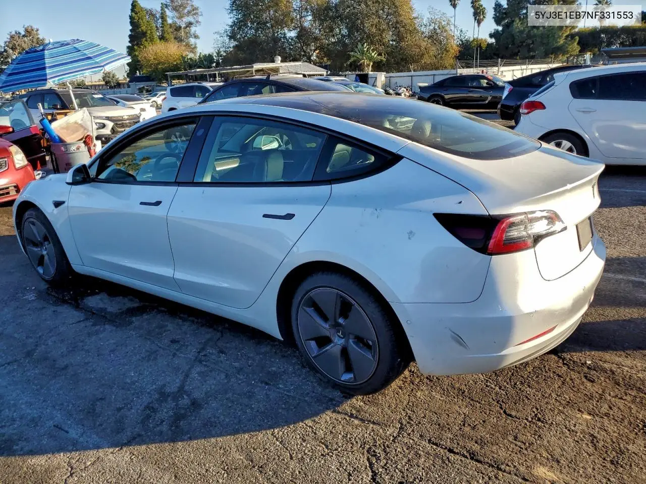 5YJ3E1EB7NF331553 2022 Tesla Model 3