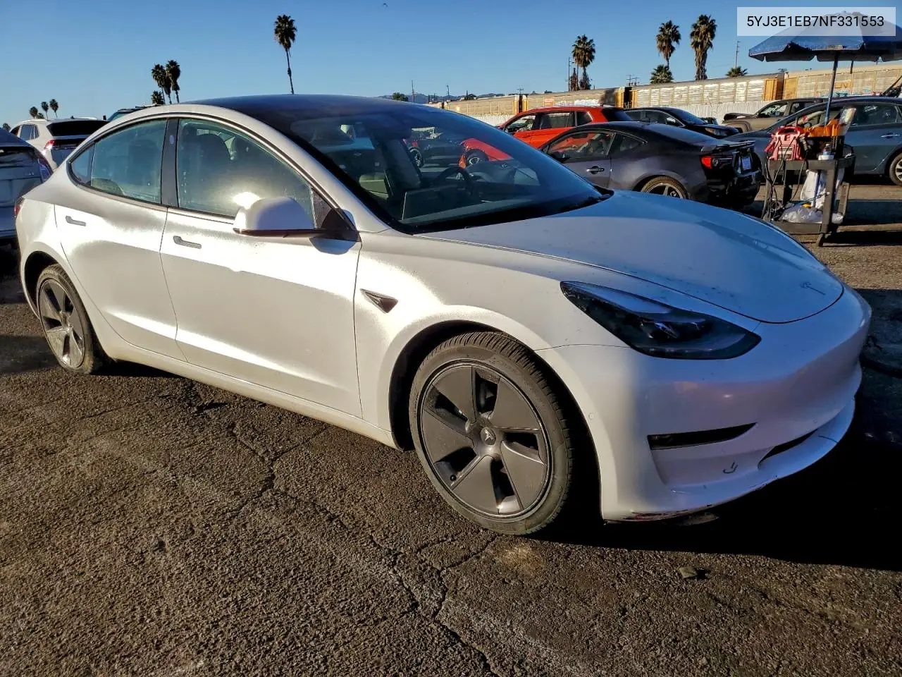 5YJ3E1EB7NF331553 2022 Tesla Model 3