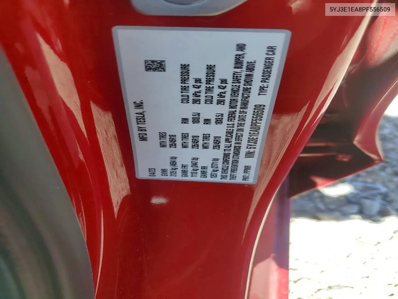 2023 Tesla Model 3 VIN: 5YJ3E1EA8PF556509 Lot: 59720976