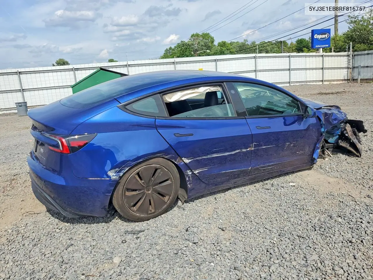 2024 Tesla Model 3 VIN: 5YJ3E1EB8RF816757 Lot: 56774496