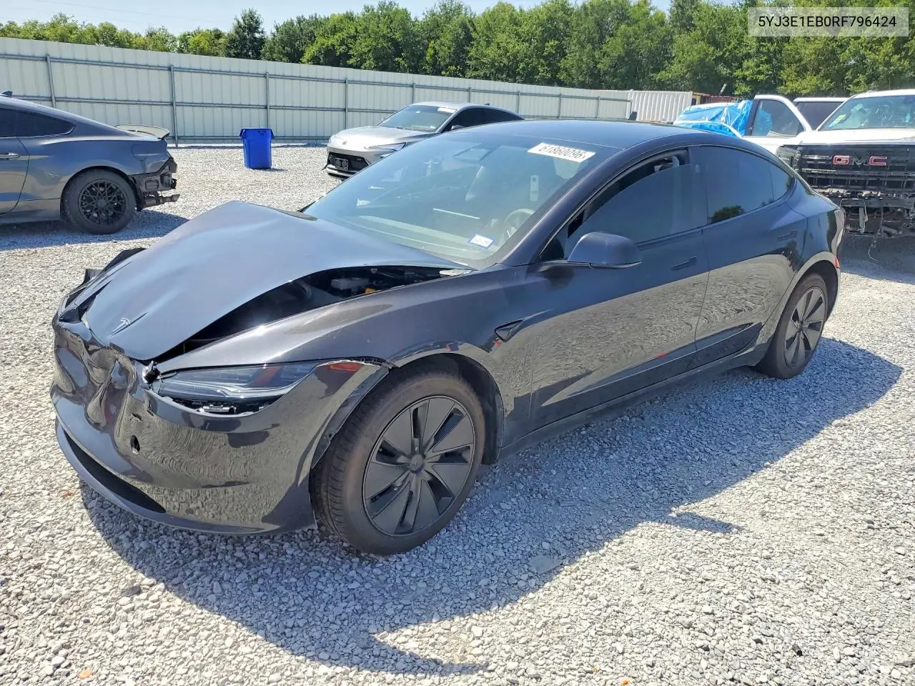 2024 Tesla Model 3 VIN: 5YJ3E1EB0RF796424 Lot: 61860096