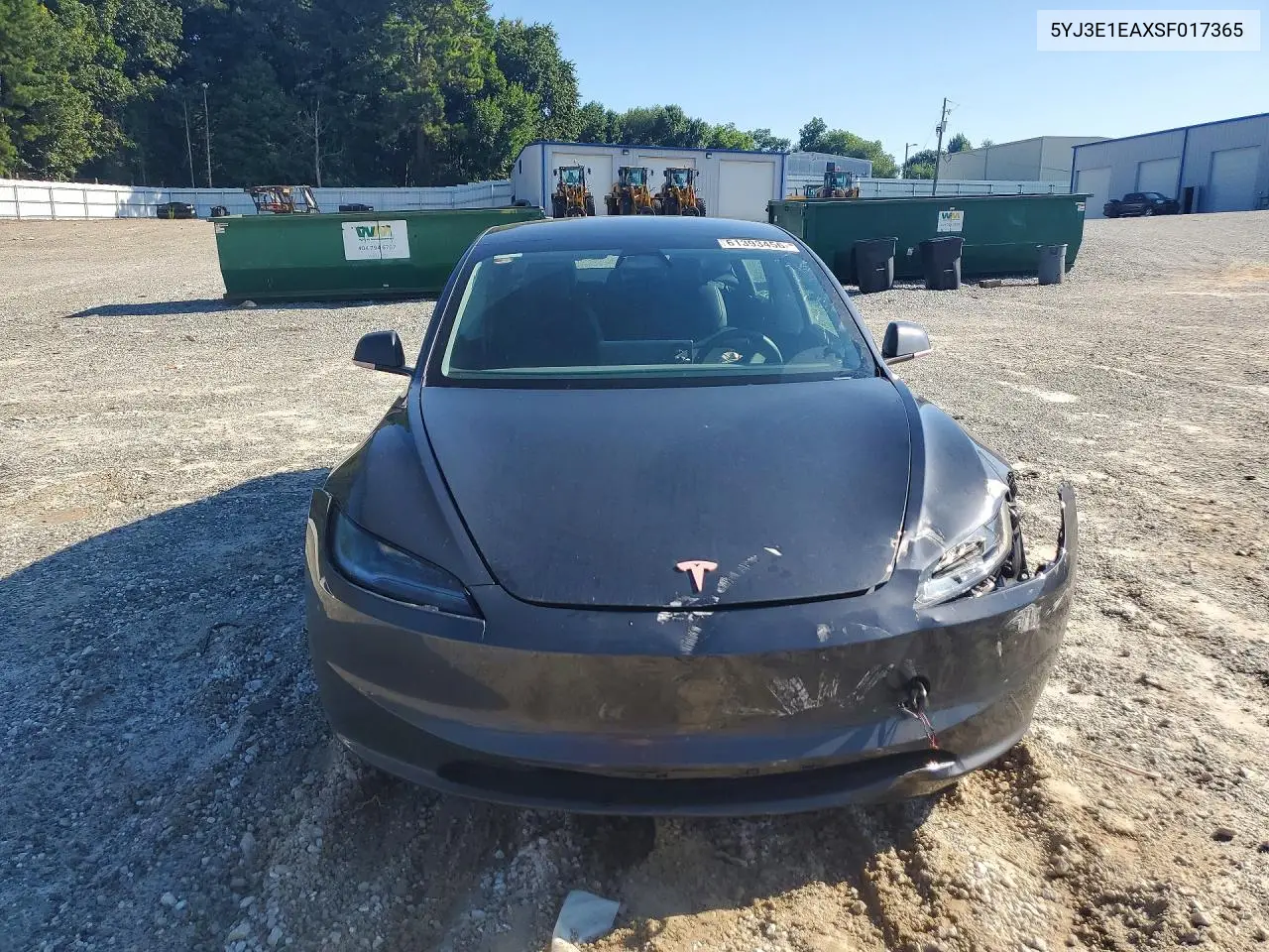 2025 Tesla Model 3 VIN: 5YJ3E1EAXSF017365 Lot: 61393456