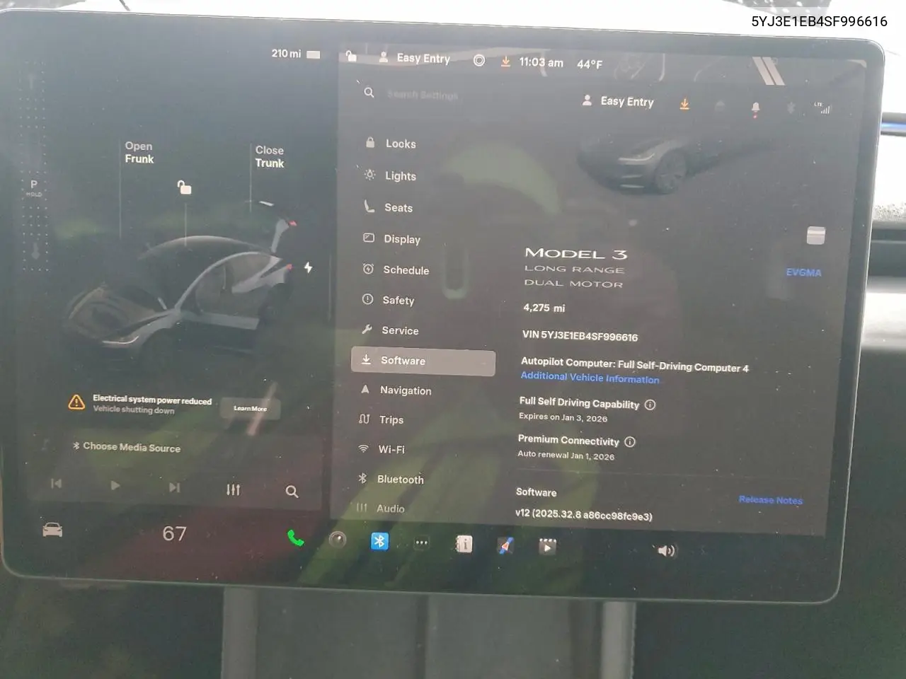 5YJ3E1EB4SF996616 2025 Tesla Model 3