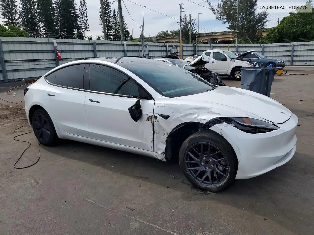 2026 Tesla Model 3 VIN: 5YJ3E1EA5TF154778 Lot: 57584666