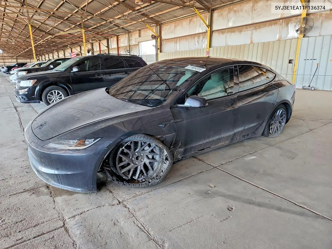 2026 Tesla Model 3 VIN: 5YJ3E1EA1TF136374 Lot: 61969356