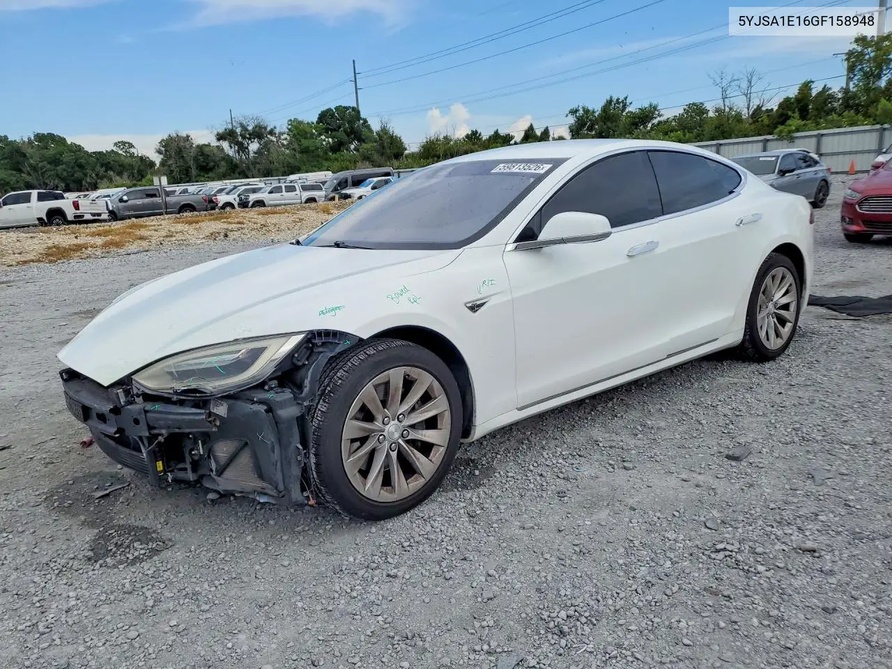 2016 Tesla Model S VIN: 5YJSA1E16GF158948 Lot: 59813526