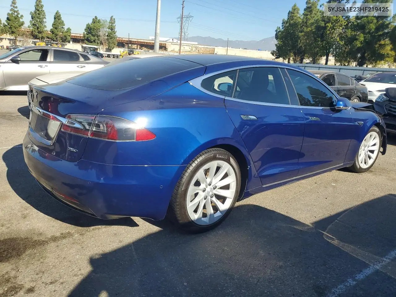 2017 Tesla Model S VIN: 5YJSA1E23HF219425 Lot: 60049866