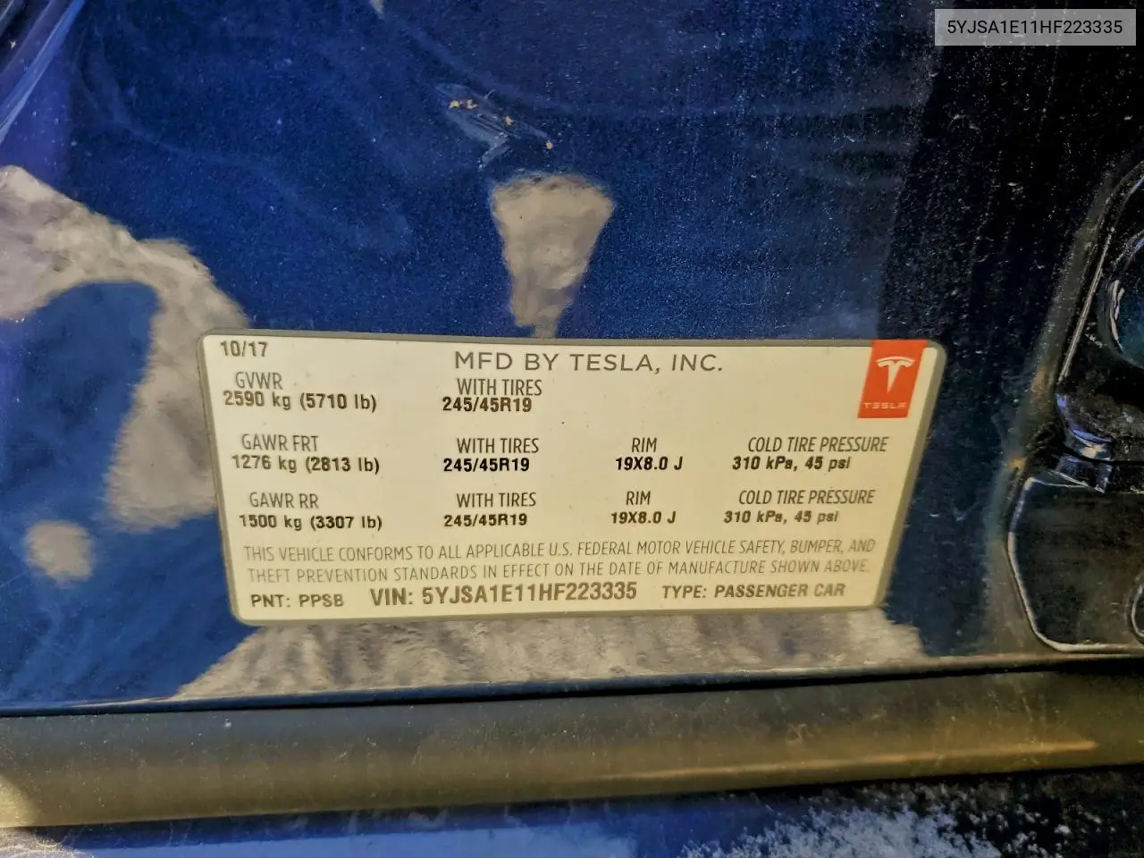 5YJSA1E11HF223335 2017 Tesla Model S