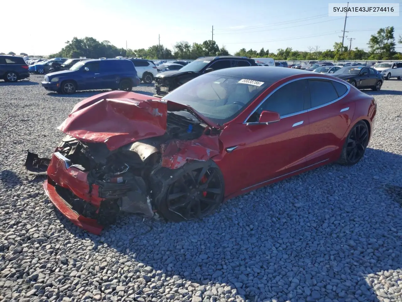 2018 Tesla Model S VIN: 5YJSA1E43JF274416 Lot: 58838786