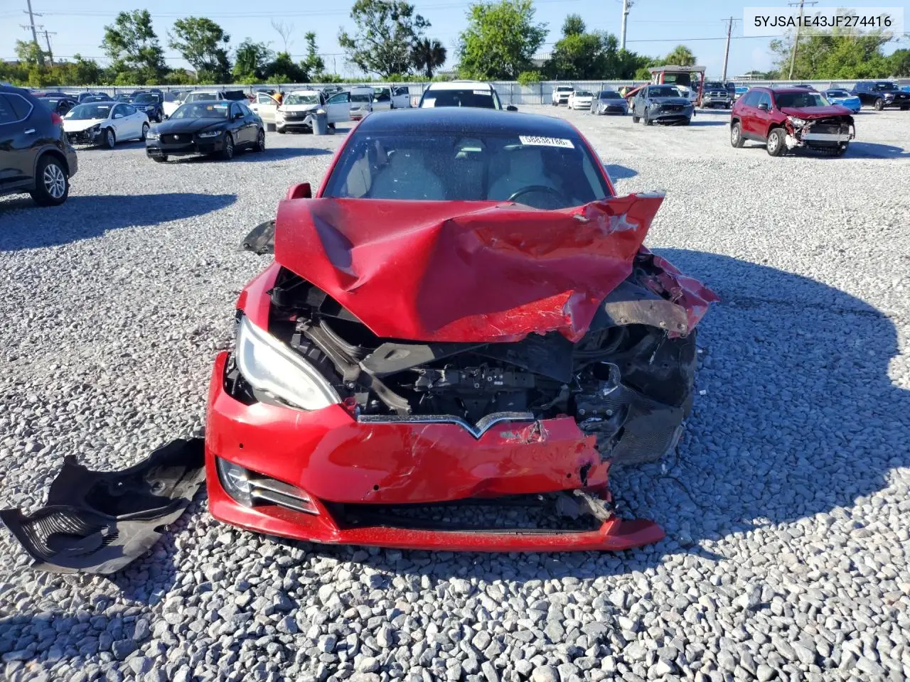 2018 Tesla Model S VIN: 5YJSA1E43JF274416 Lot: 58838786