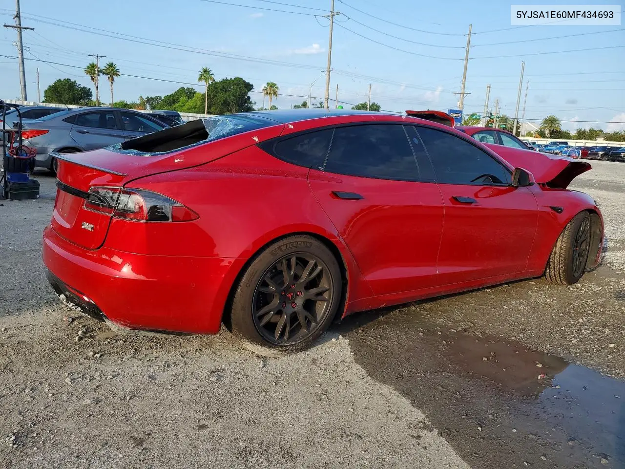 2021 Tesla Model S VIN: 5YJSA1E60MF434693 Lot: 58201666
