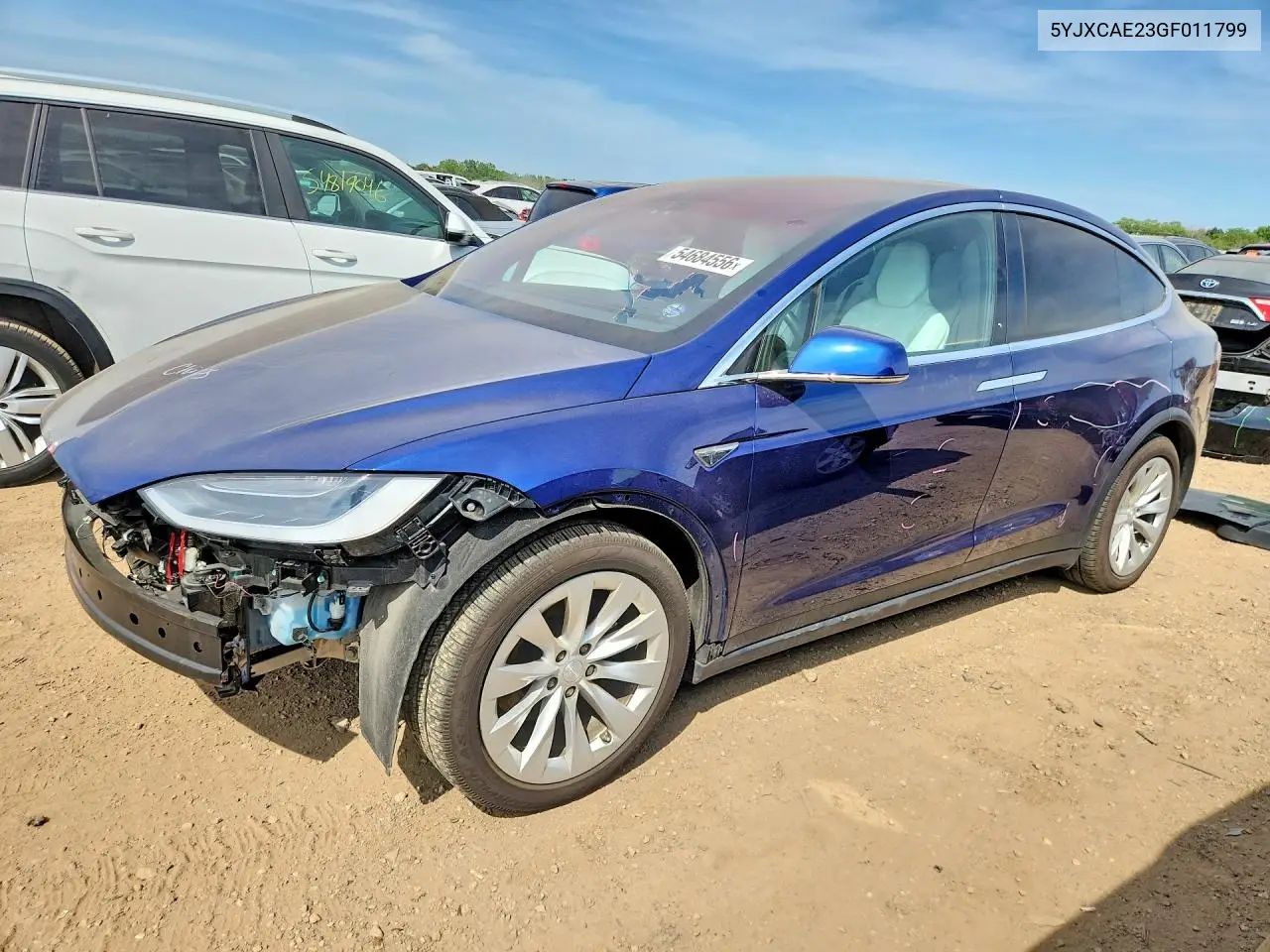 2016 Tesla Model X VIN: 5YJXCAE23GF011799 Lot: 54684556