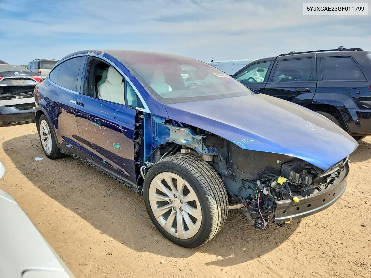 2016 Tesla Model X VIN: 5YJXCAE23GF011799 Lot: 54684556
