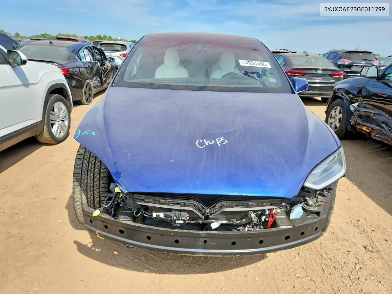 2016 Tesla Model X VIN: 5YJXCAE23GF011799 Lot: 54684556