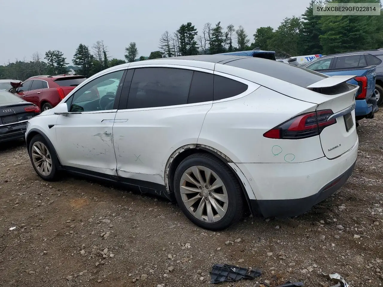 2016 Tesla Model X VIN: 5YJXCBE29GF022814 Lot: 60556546