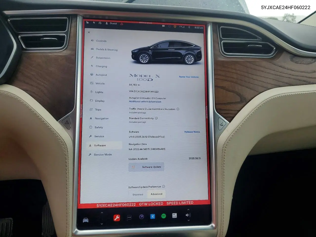 2017 Tesla Model X VIN: 5YJXCAE24HF060222 Lot: 54559686