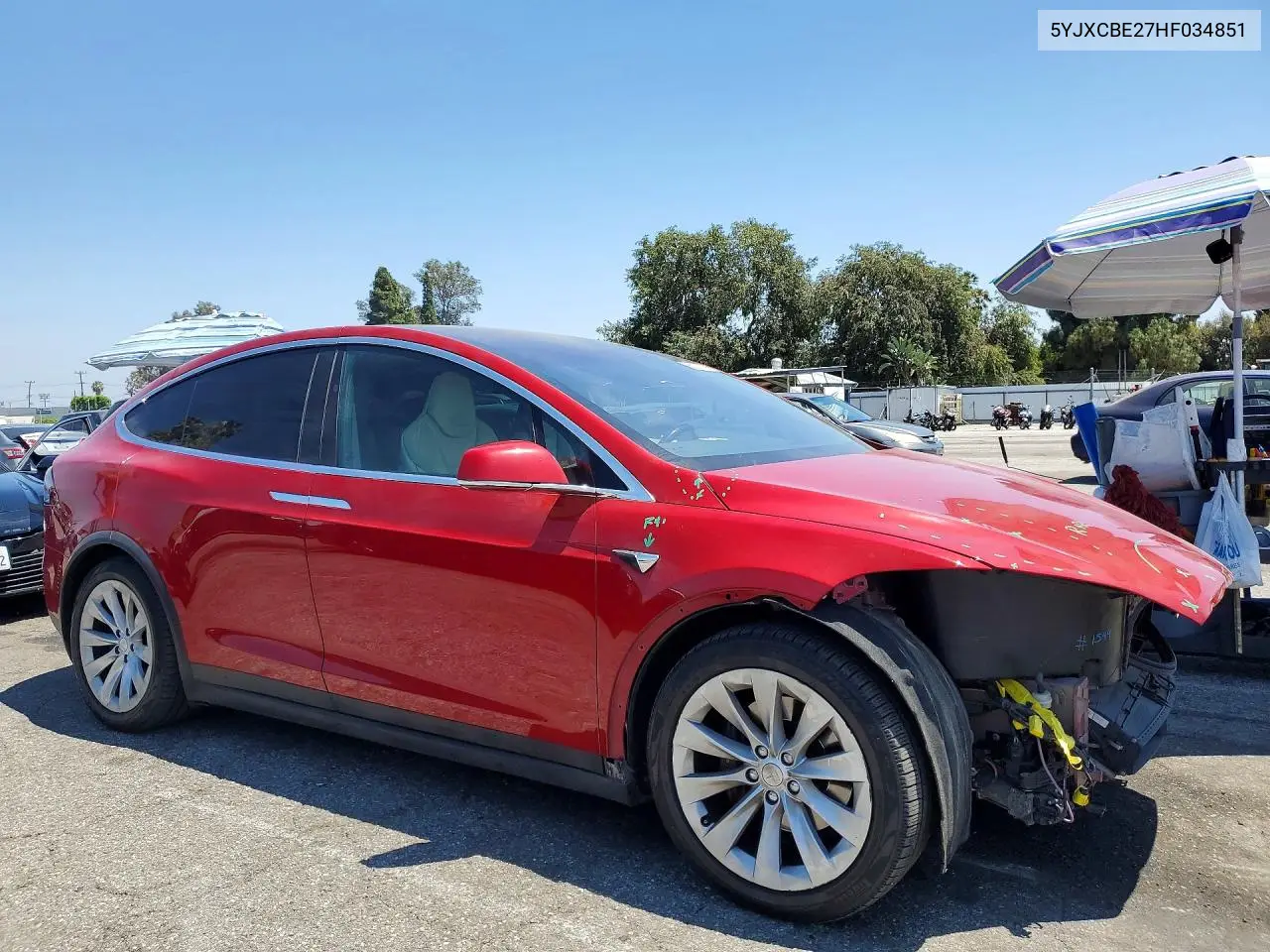 2017 Tesla Model X VIN: 5YJXCBE27HF034851 Lot: 56371636