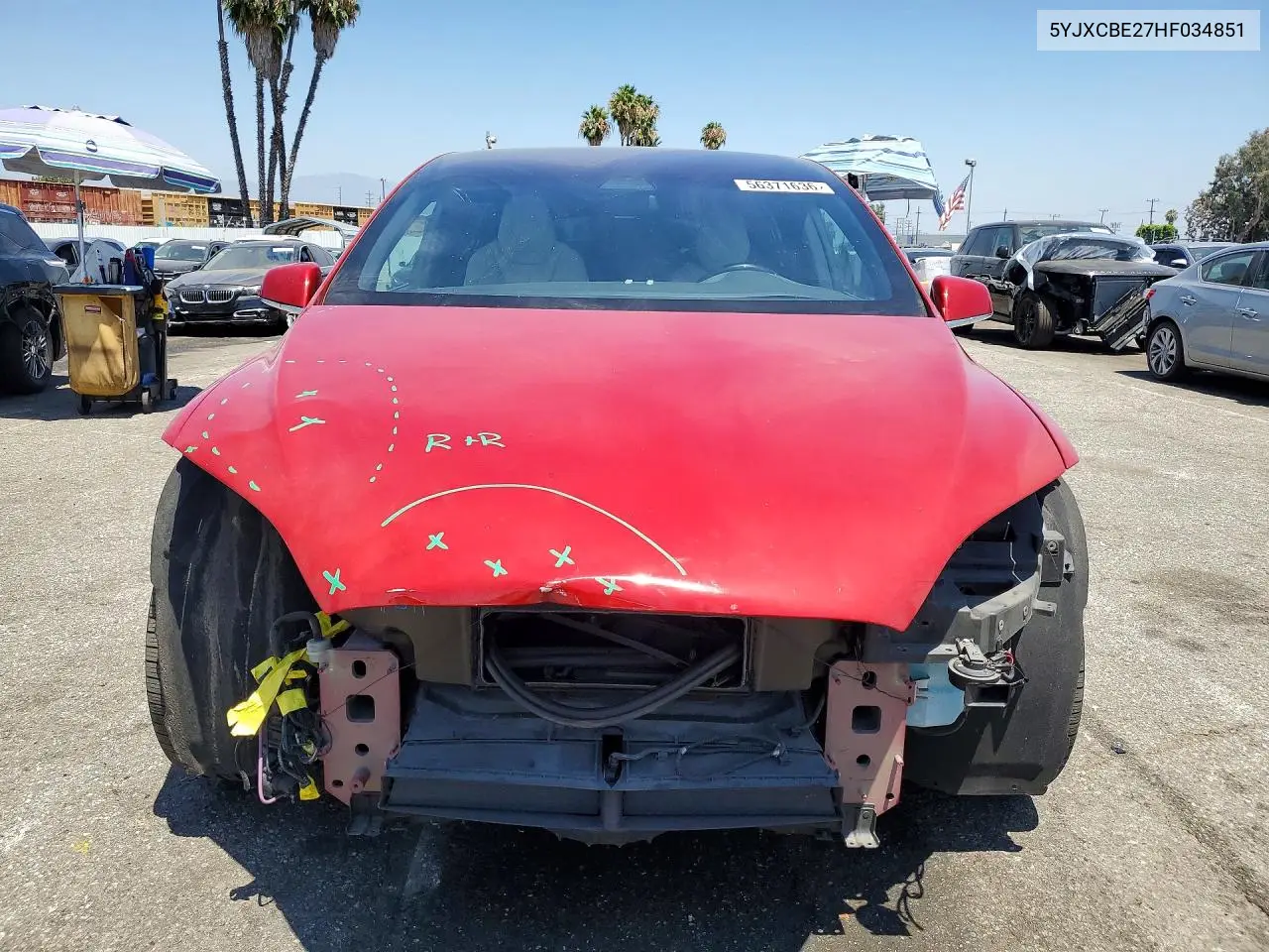 2017 Tesla Model X VIN: 5YJXCBE27HF034851 Lot: 56371636
