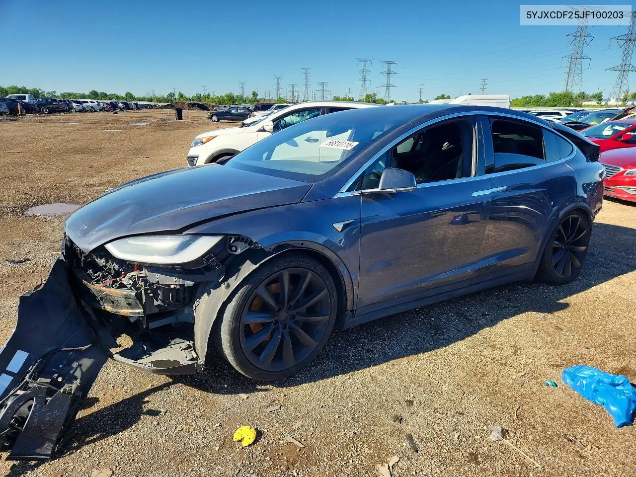 2018 Tesla Model X VIN: 5YJXCDF25JF100203 Lot: 56810116