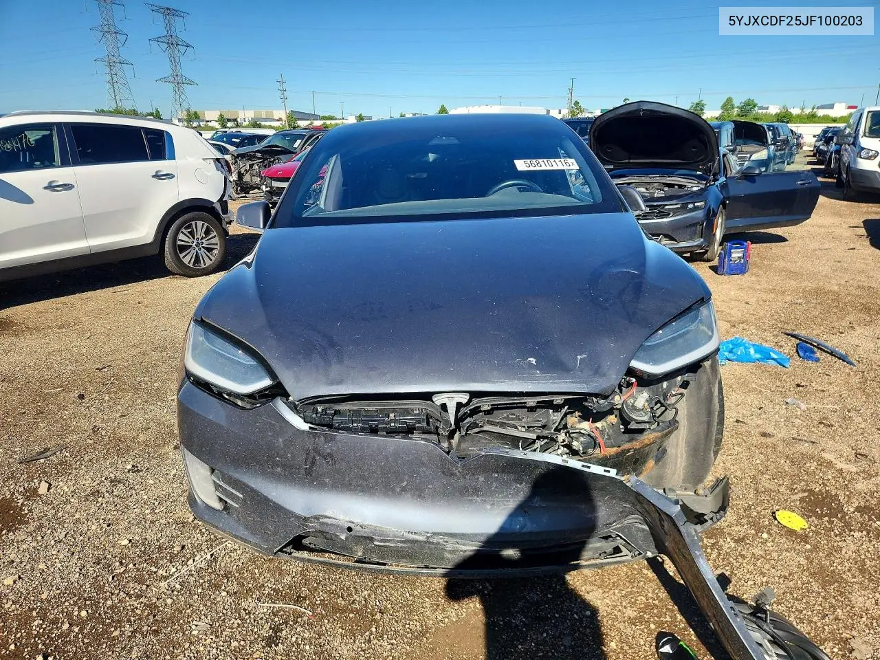 2018 Tesla Model X VIN: 5YJXCDF25JF100203 Lot: 56810116